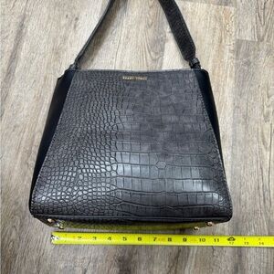 Ellen Tracy Camille Crocodile Hobo Bag With Strap | NWT | Gray